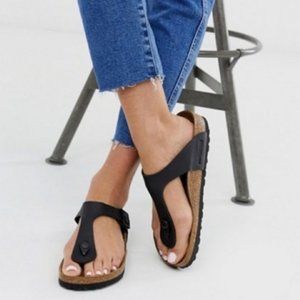 Birkenstock Gizeh Birko-Flor Black Leather Sandals